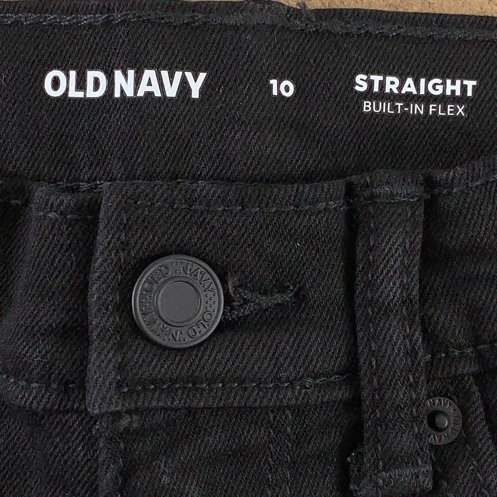 Old Navy Boys Size 10 Black Denim Straight Built-In Flex Jeans NWT